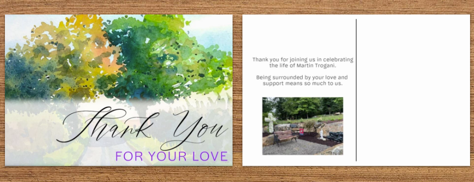 Celebration of Life Thank You PostCard